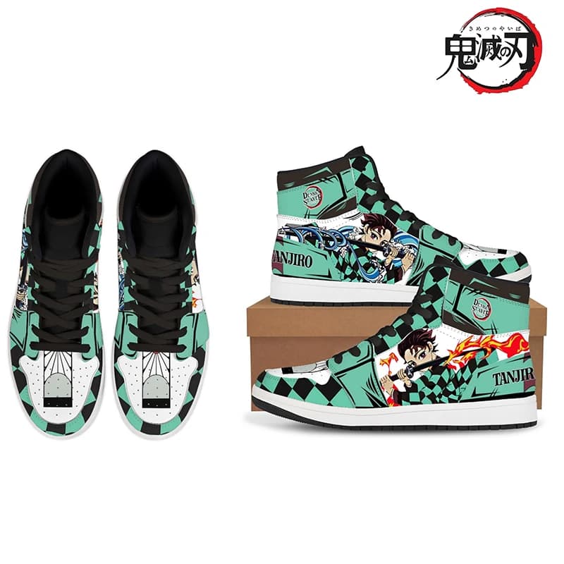 Scarpe personalizzate Demon Slayer Anime, sneakers alte da basket, scarpe casual, scarpe per coppie, Kamado Tanjiro, regalo per le vacanze