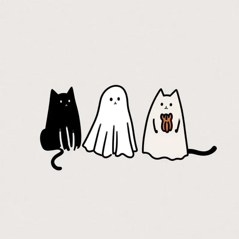2pcs Cute Ghost Cat Waterproof Vinyl Sticker For Car Laptop Motorcycle Helmet Skateboard Decor