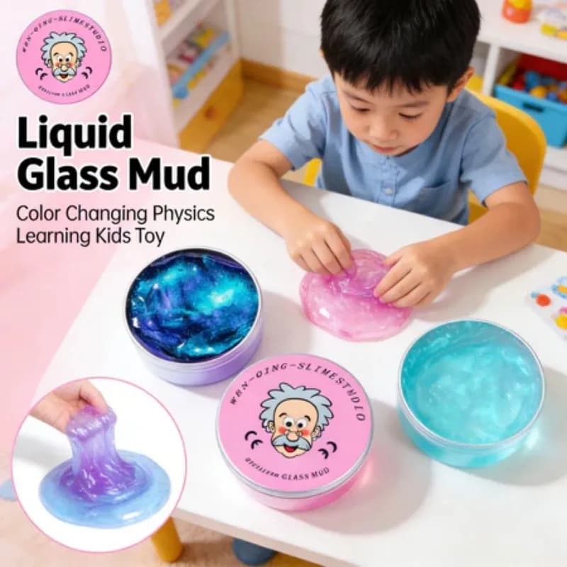 Set di Slime Liquido Riutilizzabile, Giocattolo in Cristalli Liquidi, Argilla Colorata Antistress per Bambini, Pasta Modellabile Fai-da-Te