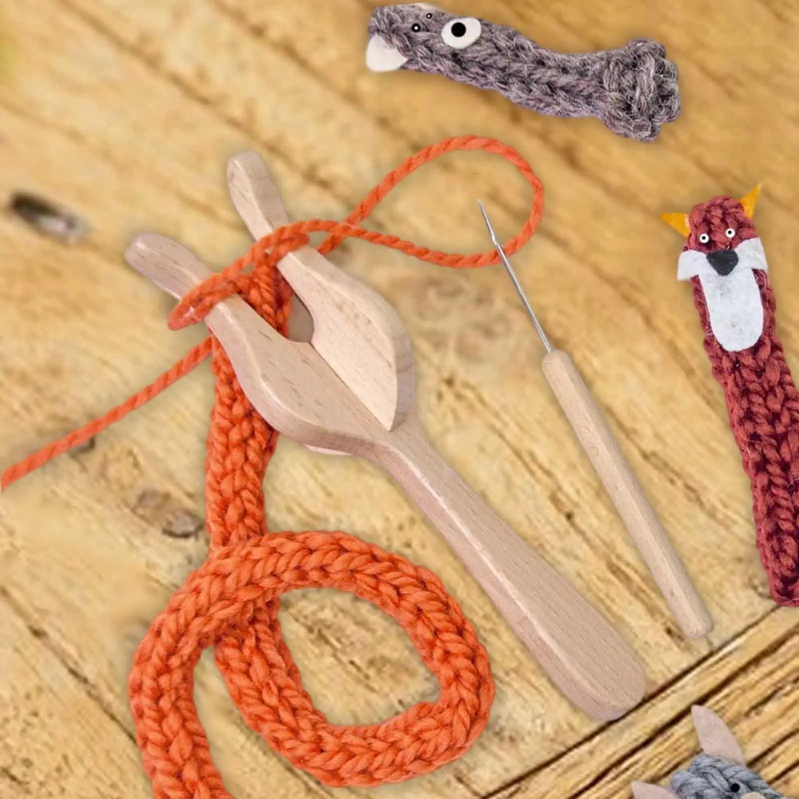 Forchetta e ago per maglieria in legno per cordoncini da maglia Tessitura leggera e intrecciatura fai-da-te per intrecciati per maglieria all'uncinetto