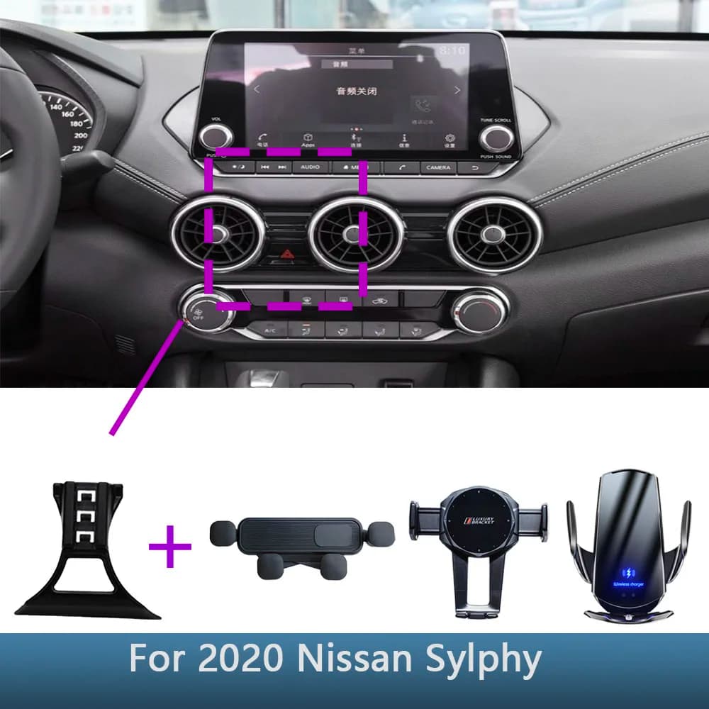 Per Nissan Sylphy 2020 supporto per telefono da auto Base staffa fissa speciale accessori interni di ricarica Wireless