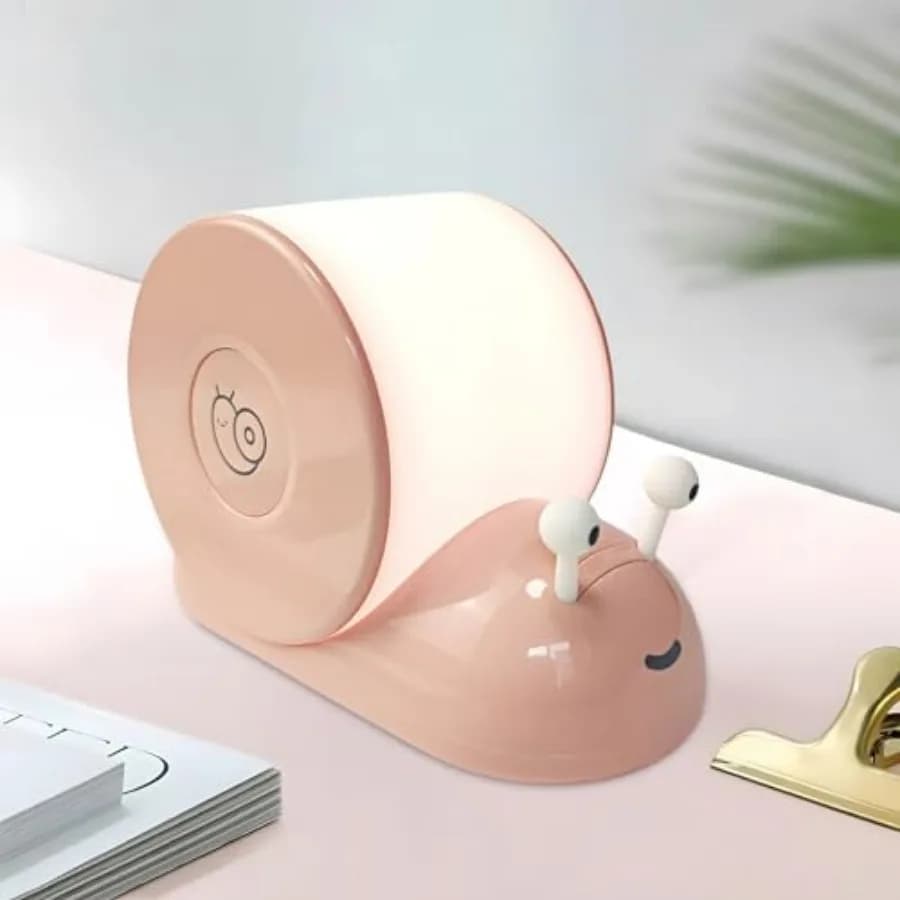 Cute Snail Night Light Magnetic Base Dimmable Bedside Lamp 800mAh Long-Lasting Soft Light USB Rechargeable Timer Safe Portable
