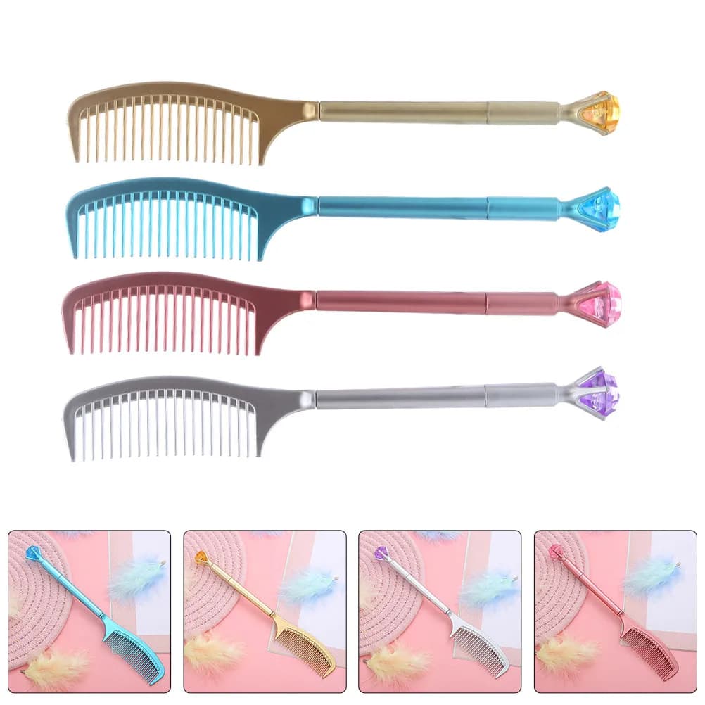 Set di 12 Penne Gel a Forma di Pettine, Impugnatura Confortevole, Scrittura Fluida, Regalo per Studenti, Cancelleria Portatile, Penne Originali