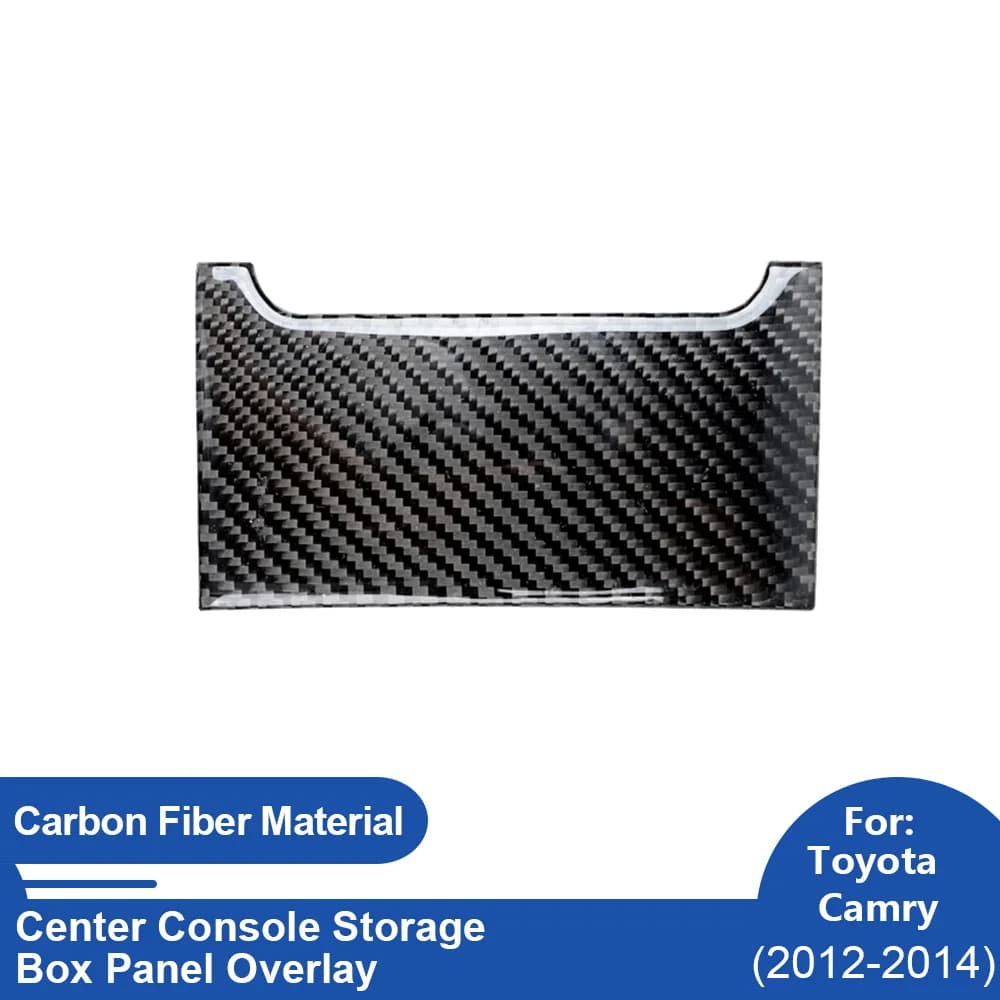 For Toyota Camry 2012-2014 LHD Center Console Storage Box Panel Sticker Black Carbon Fiber Trim Cover Interior Accessories Upgra