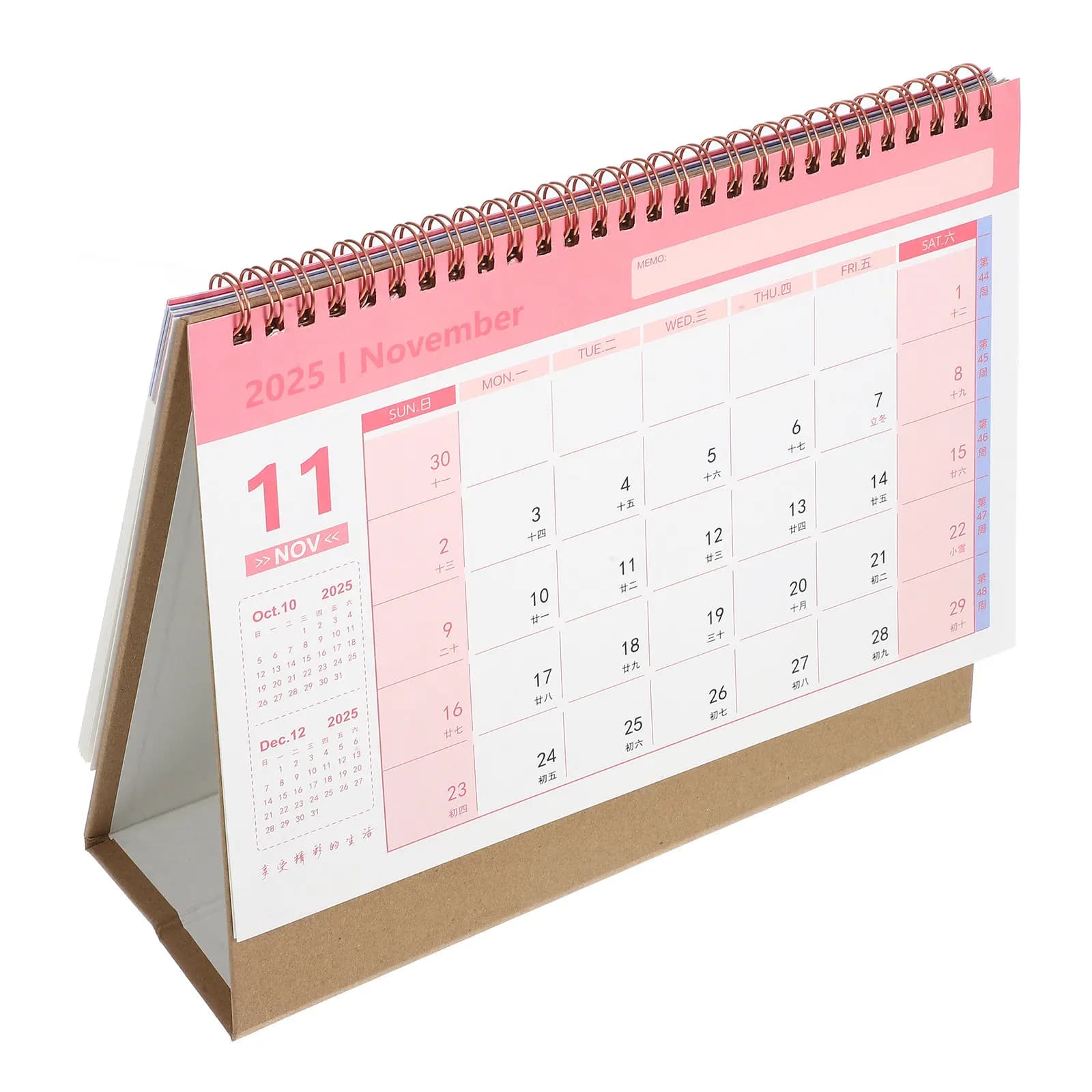 Calendario da tavolo a spirale moderno e minimalista per ufficio e casa, organizer da scrivania per appunti, riunioni e appuntamenti quotidiani