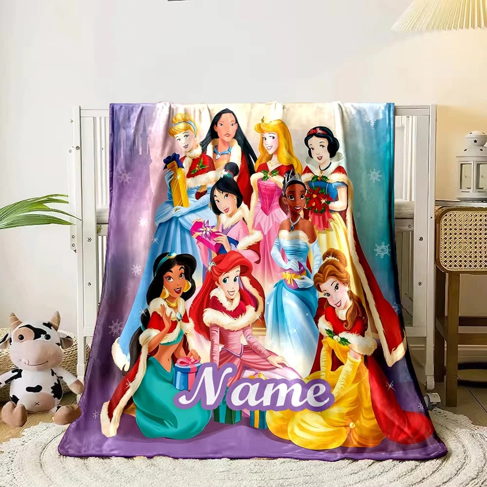 Coperta Morbida Personalizzata con Nome e Stampa Principessa Classica per Divano, Letto, Decorazione, Regalo per Adulti e Bambini