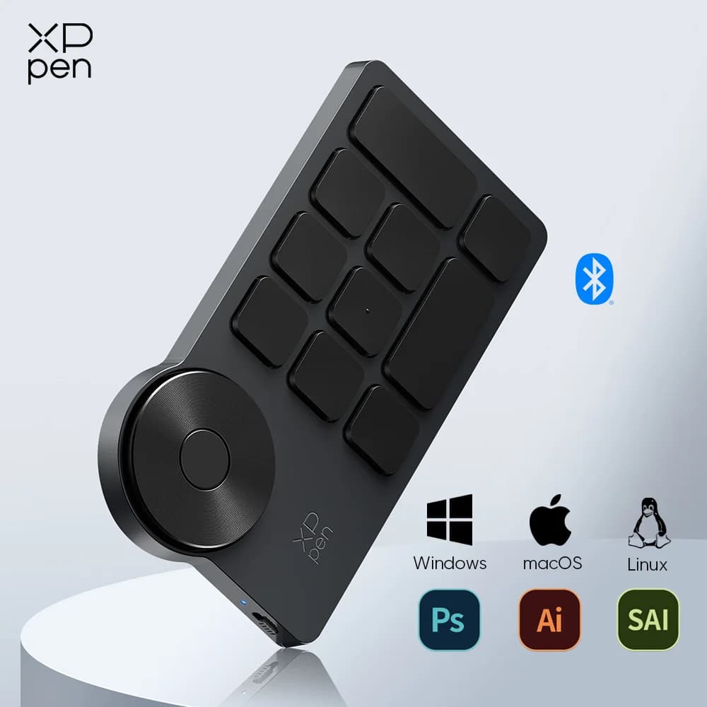 XPPen ACK05 Telecomando Wireless con 10 Tasti di Scelta Rapida Personalizzabili, Tastiera Bluetooth Portatile per Tablet Grafici Windows e Mac