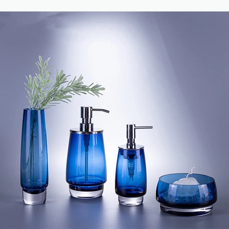 Glass Toiletries Blue Soap Dispenser/vase Hotel Bathroom Hand Soap Bottle Modern Home Bathroom Accessories