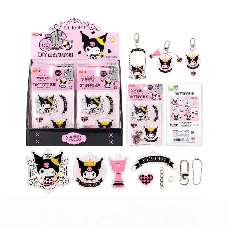 LIGEN Sanrio Licensed Kuromi Diy Stamp Keychain Cartoon Cute Bag Charm Backpack Hanging Decoration Gift For Daily Use