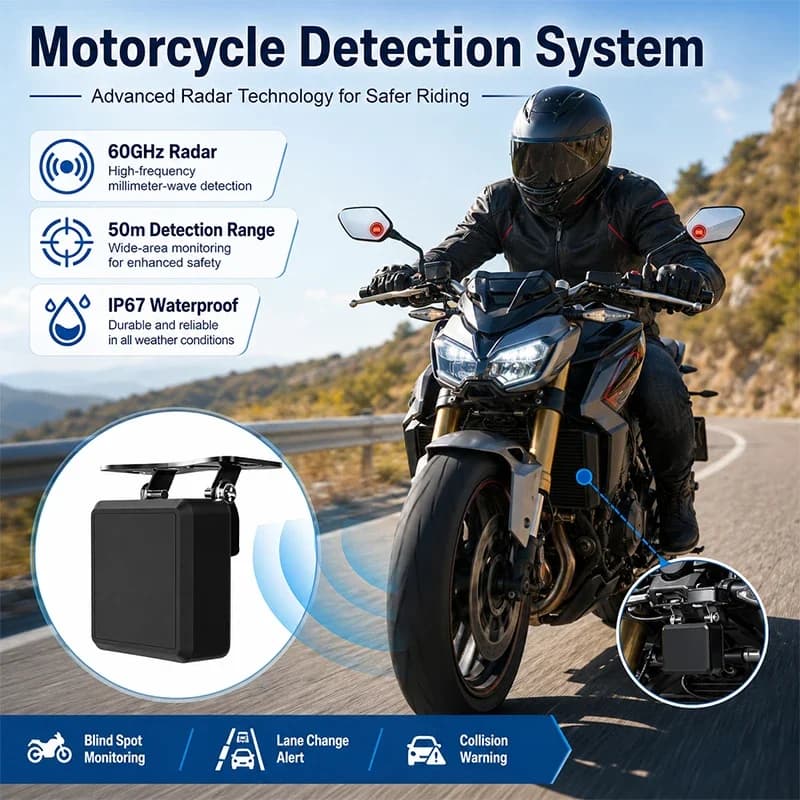 Motorcycle E Bike Blind Spot Monitor BSD Radar System Lane Change Assist Anti Crash Warning Safety Driving Device Accessory