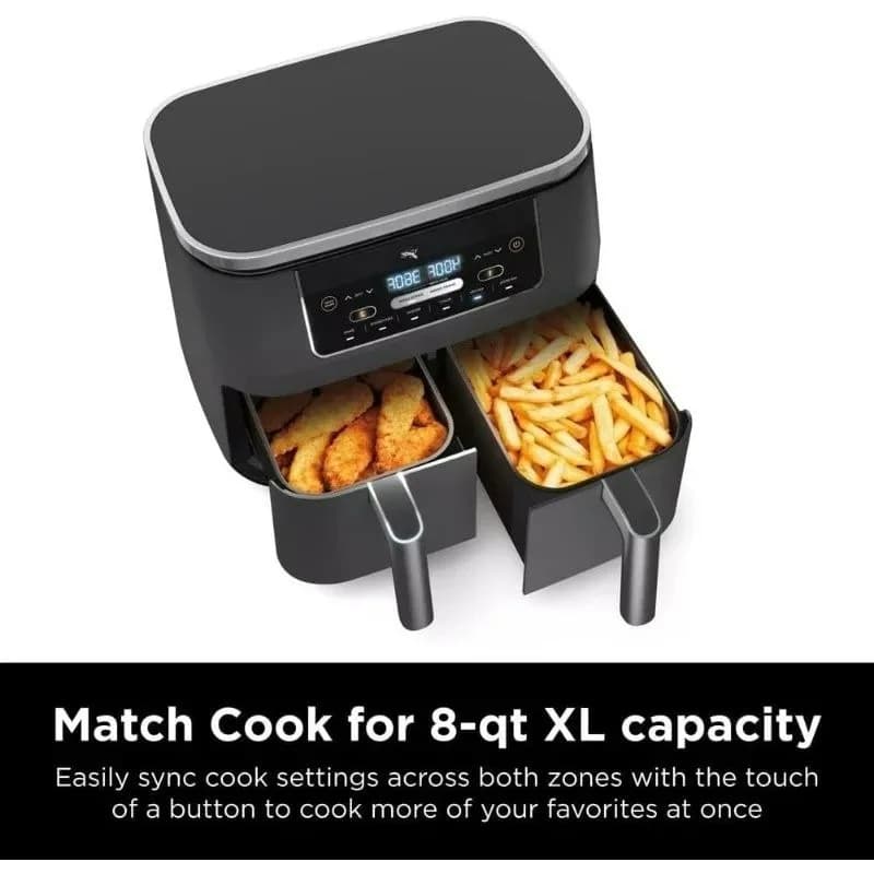 Friggitrice ad Aria DZ201 6-in-1 con Doppio Cestello – Cottura Indipendente di 2 Alimenti Contemporaneamente, Disponibile