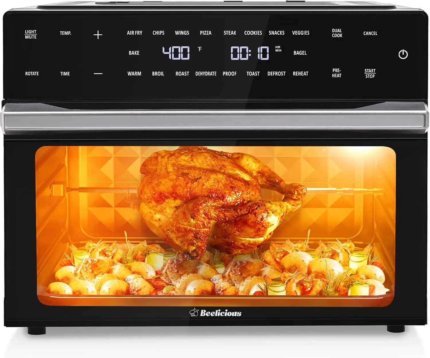32QT Extra Large Air Fryer, 19-In-1 Air Fryer Toaster Oven Combo with Rotisserie and Dehydrator, Digital Convection Oven Counter