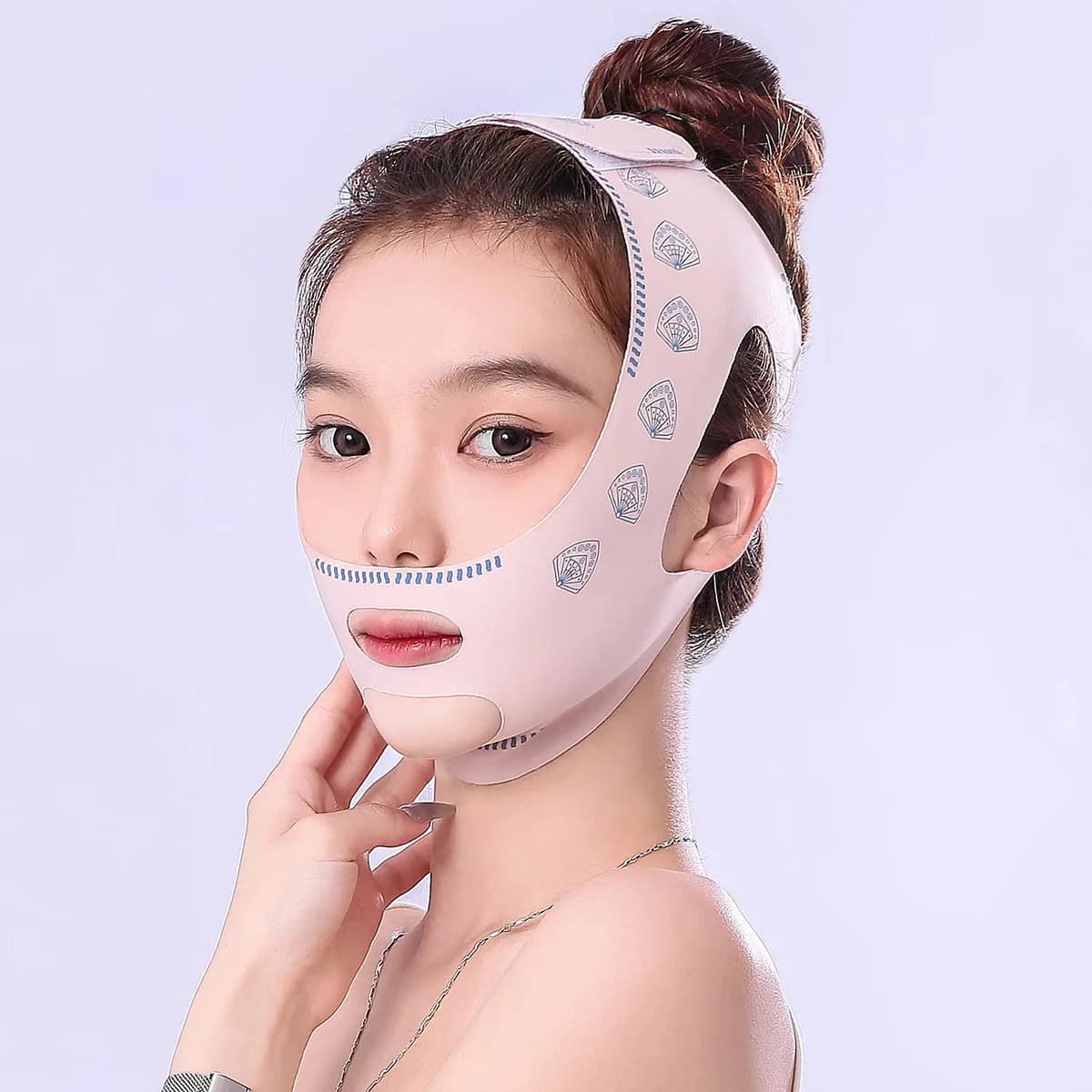 Reusable face mask with V lift and sub-angle strap - Colorful adjustable slimming band on the skin for sleeping, training, yoga, jaw support