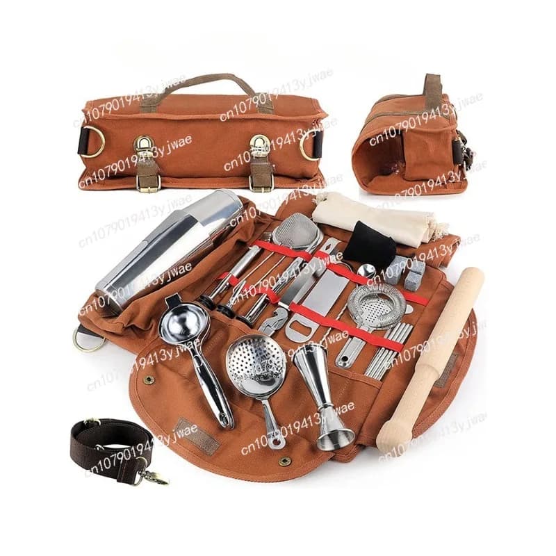 Kit da barista Borsa da vino per bar Borsa per attrezzi in tela Shaker per cocktail Borsa per passeggino portatile