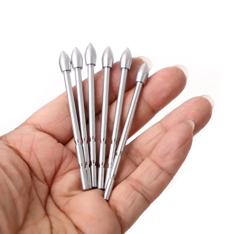 12/20 pz ID3.2mm punta di freccia 80 grani in acciaio inox colla-in punte della testa della freccia per tiro con l'arco albero della freccia da 3.2mm