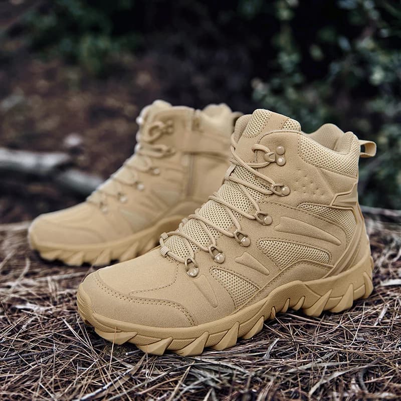 Nuovi Stivali Militari Autunno Inverno, Scarpe Casual da Uomo per Escursionismo, Punta Rotonda, Tomaia in Pelle Sintetica, Fodera in Pelliccia di Coniglio