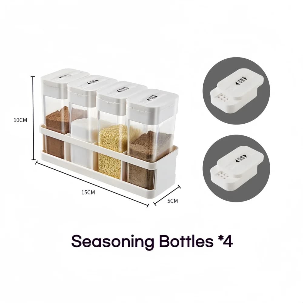 Set di 4 contenitori per spezie in plastica, senza BPA, con coperchio scorrevole, porta spezie e coperchio, bottiglia per conservare le spezie