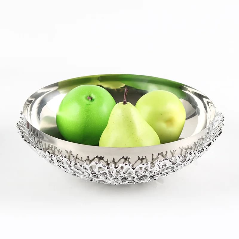 Nuovo piatto da frutta cinese a doppio strato in metallo, ciotola per frutta, ornamento per sala modello, arte astratta, porta snack e frutta secca, ornamento da tasca