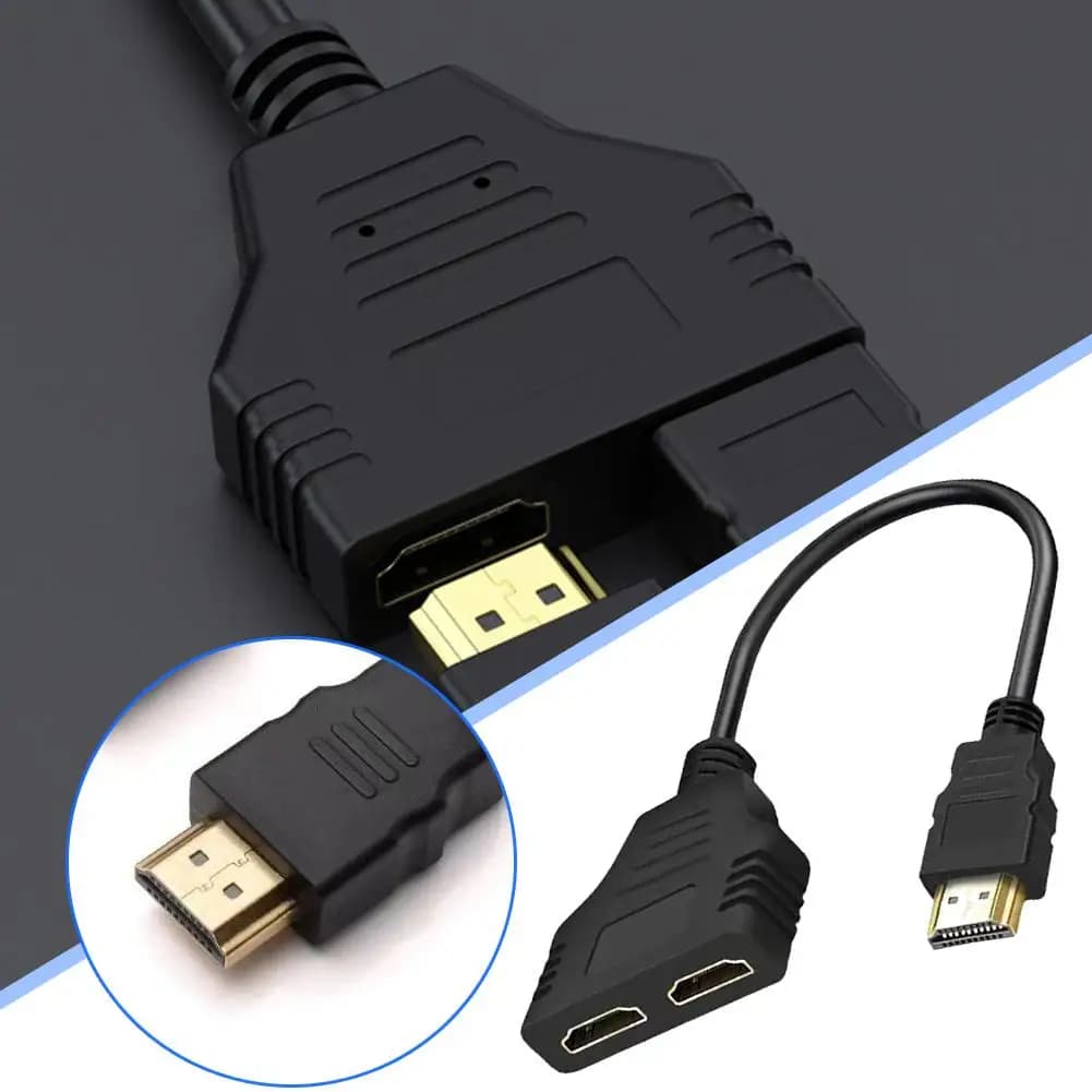 Splitter 1 in 2 out Adattatore HD 1080P Adattatore testa maschio a 2 femmine Cavo di conversione HDTV maschio-femmina 25 cm