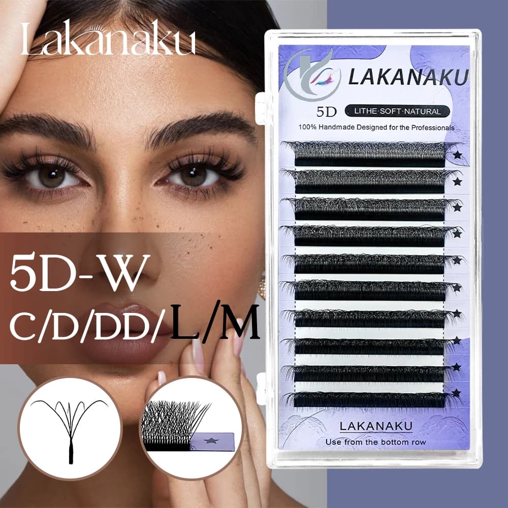 LAKANAKU Cilios W Ventole di volume a forma di 6D Nero opaco Visone morbido 5D W Volume Estensioni ciglia per la bellezza