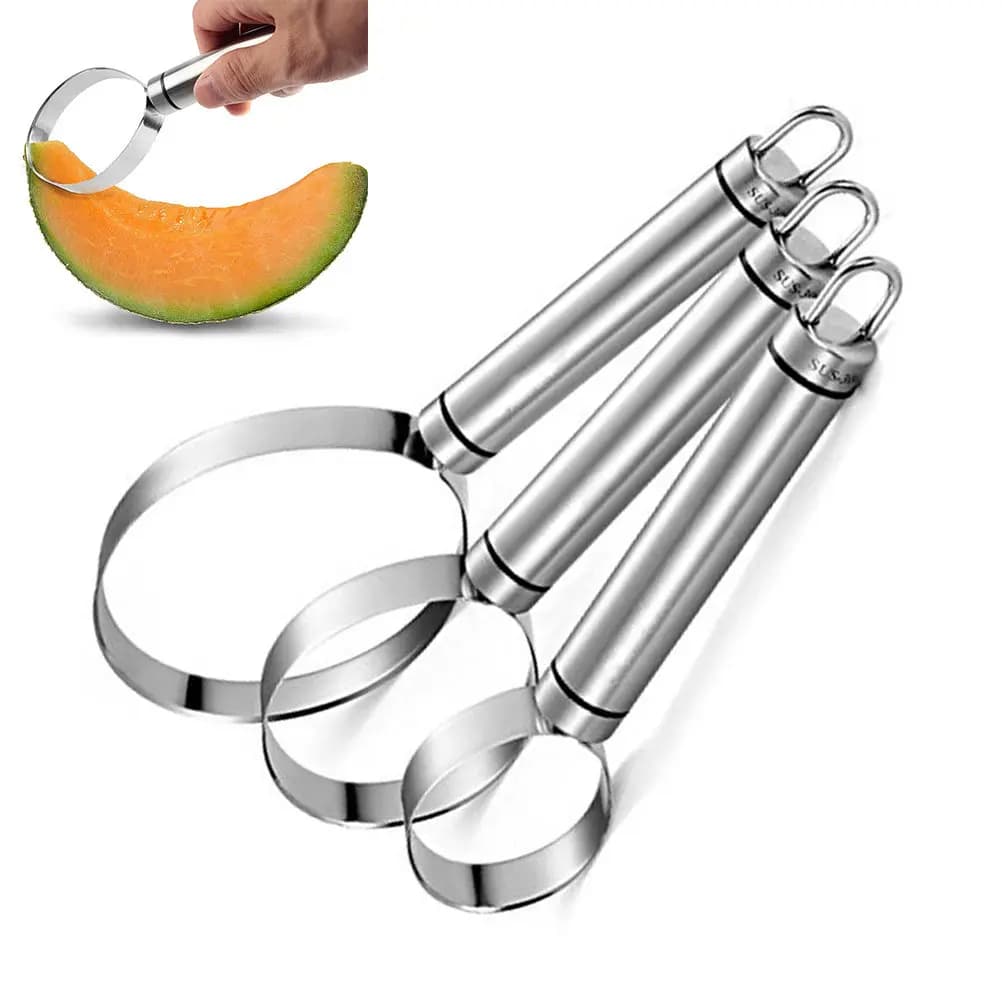Set di 3 Palline per Frutta in Acciaio Inossidabile, 3 Misure, per Rimozione, Denocciolatura e Affettatura, Utensile da Cucina per la Manipolazione degli Alimenti