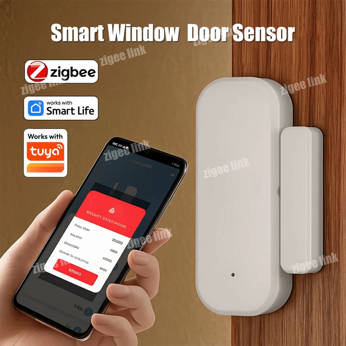 Tuya Zigbee 3.0 Sensore porta intelligente Sensore magnetico per finestra Rilevatore allarme porta wireless Sistema di sicurezza domestica intelligente