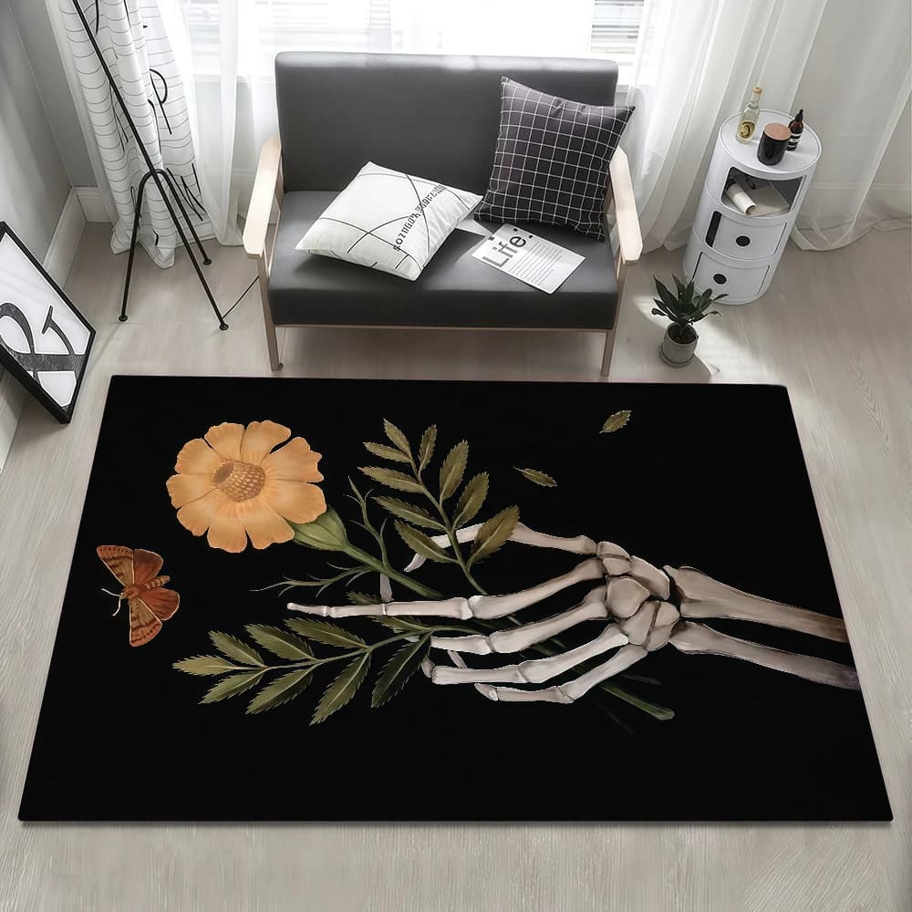 Tappeto d'ingresso, tappetino da bagno, decorazione horror per corridoio, tappeto con rose, tappeto per soggiorno, tappeto per camera con scheletri, tappeto per balcone