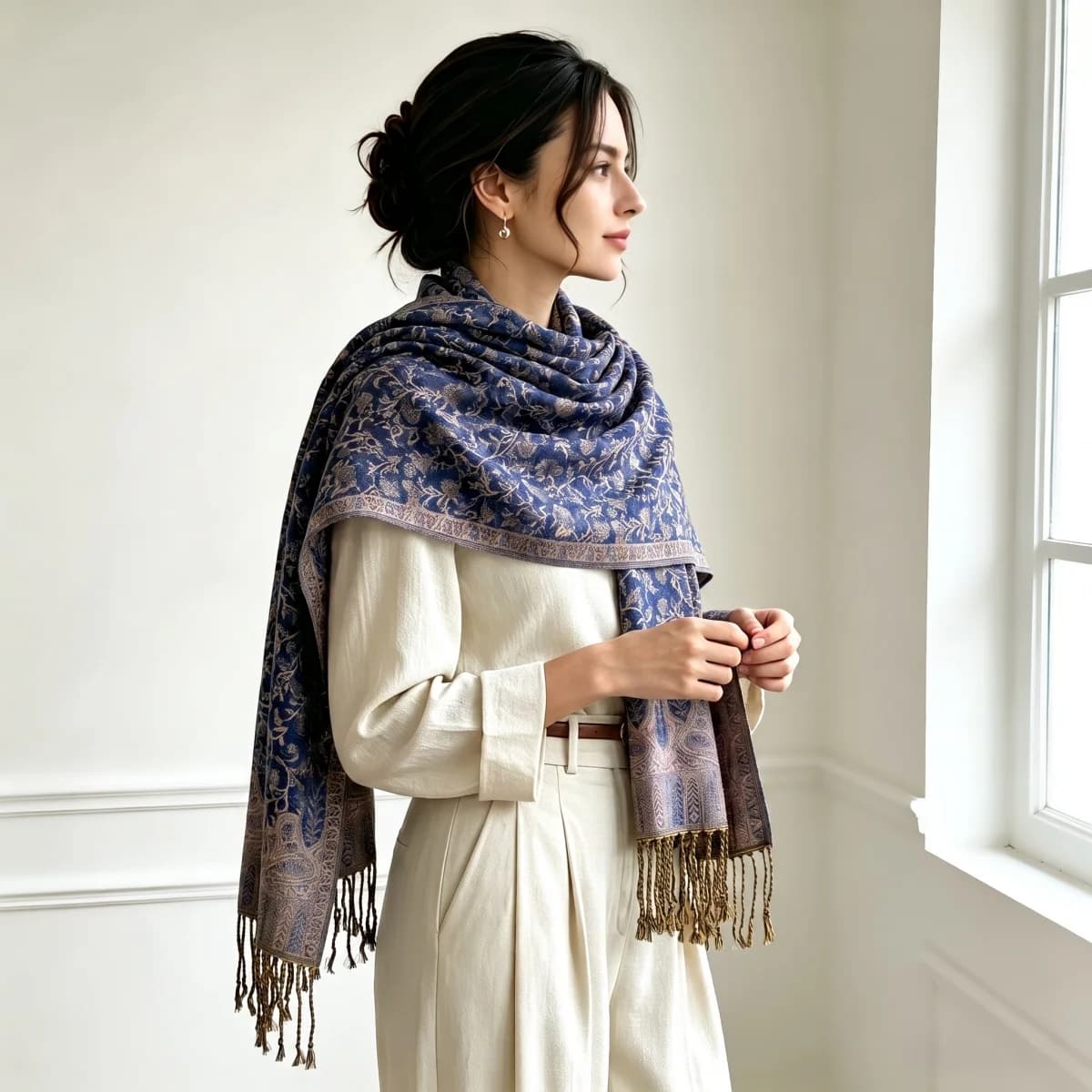 Print Scarf Hijab Cashmere Pashmina Bandana Shawl Wrop Female Headscarf Handkerchief Turban Neckerchief Stole Portable Classic