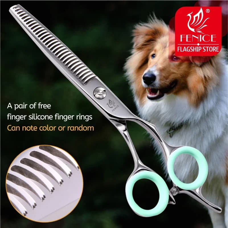 Fenice Professional Japan 440c 6.5/7.0 pollici pet dog toelettatura forbici per sfoltire cesoie a lama dentata tasso di diradamento circa 35%