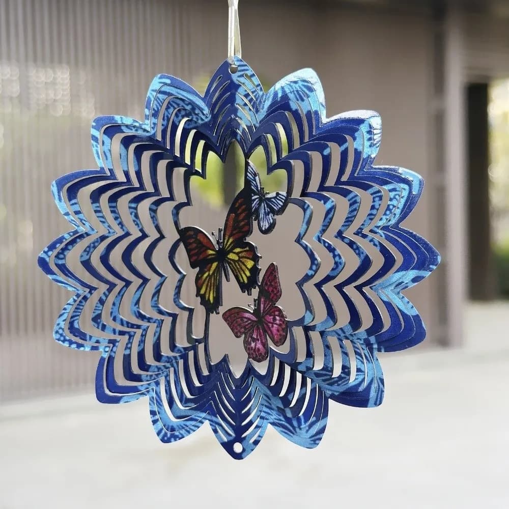 Funny 3D Mandala Wind Chime Butterfly Flower Rotating Pendant Vibrant Color Hanging Wind Spinner Garden Decoration