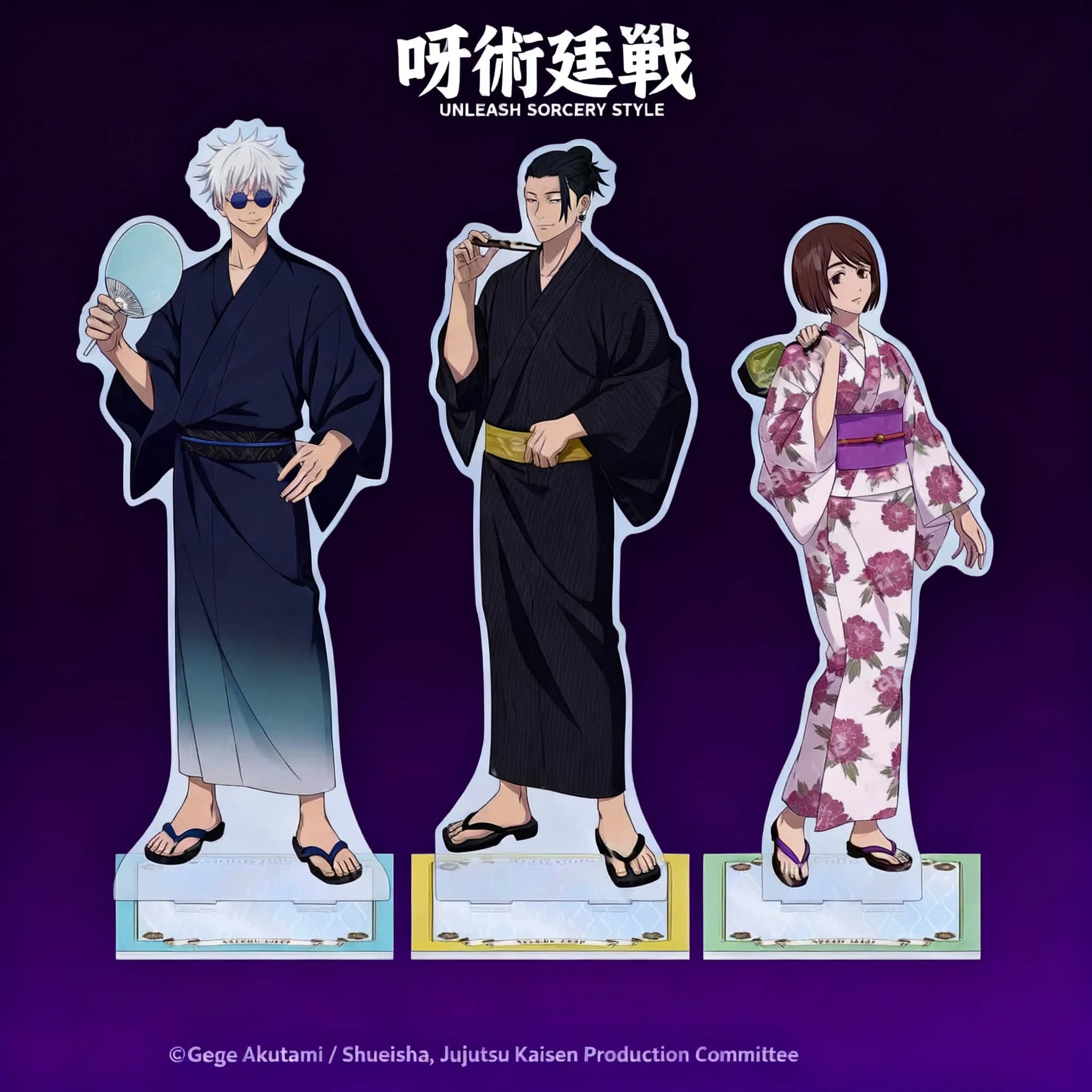 Costume Cosplay Anime Jujutsu Kaisen Yukata Kimono, Action Figure di Yuji Itadori, Gojo Satoru, Nobara Kugisaki, Megumi Fushiguro