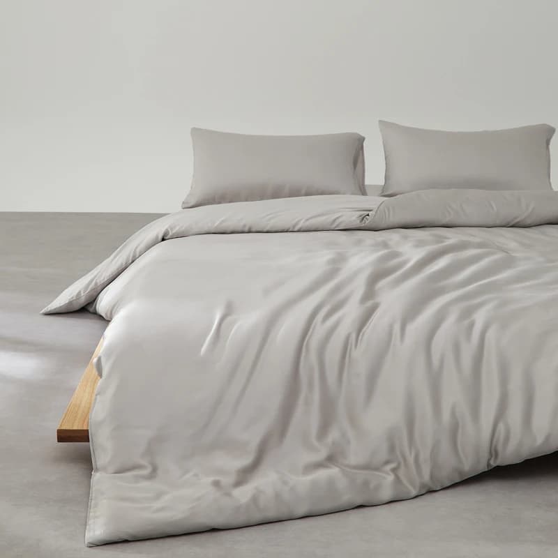 Summer Cool Silky Quilt Cover for Bedroom Apartment,Bamboo Solid Grey Color Fashion Bed Linens,Single 59*79in Duvet Cover 1pc