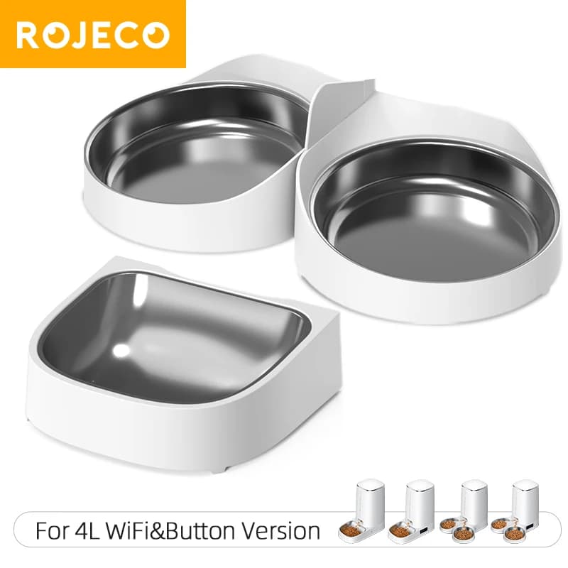 ROJECO Solo accessori per ciotola singola e doppia in acciaio inossidabile per alimentatore automatico per animali domestici da 4 litri Dispenser di cibo per gatti senza mangiatoia per animali domestici