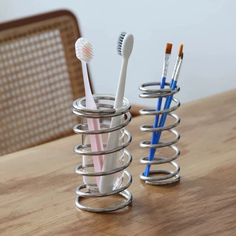 1Pc Portaspazzolino in acciaio inossidabile Dentifricio Portaoggetti per pennelli per trucco Accessori per il bagno in metallo Strumento Decorazione della casa