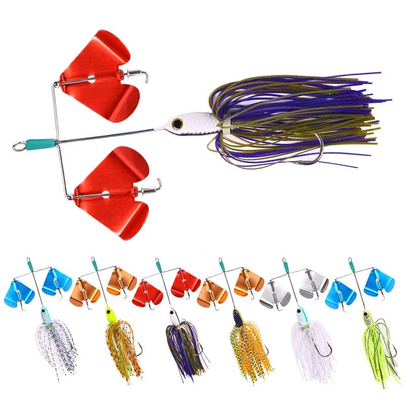 Set di 6 esche artificiali da superficie da 13 cm e 21 g, con testa piombata anti-attorcigliamento, set di esche rotanti