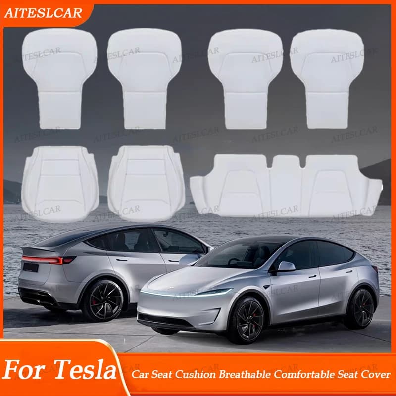 Ventilated and comfortable PU seat cushion for Tesla Model Y Juniper 2025, universal set for four seasons, double, single, for rear row