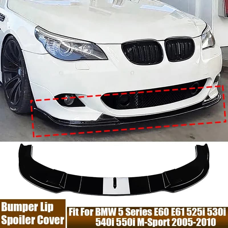 Set of 3 Spoiler Parts Diffuser Front bumper, Protective Cover for BMW Series 5 E60 E61 525i 530i 540i 550i M-Sport 2005-2010