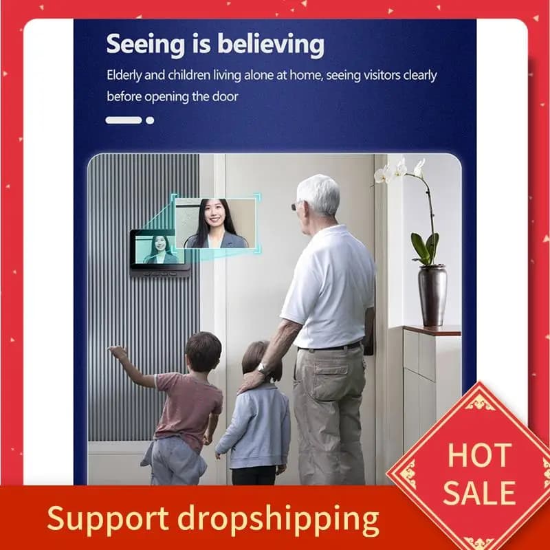 B44C Campanello visivo impermeabile senza fili Campanello per porta con visione notturna IR HD Schermo IPS da 4,3 pollici Videocamera per campanello per porta Smart Home
