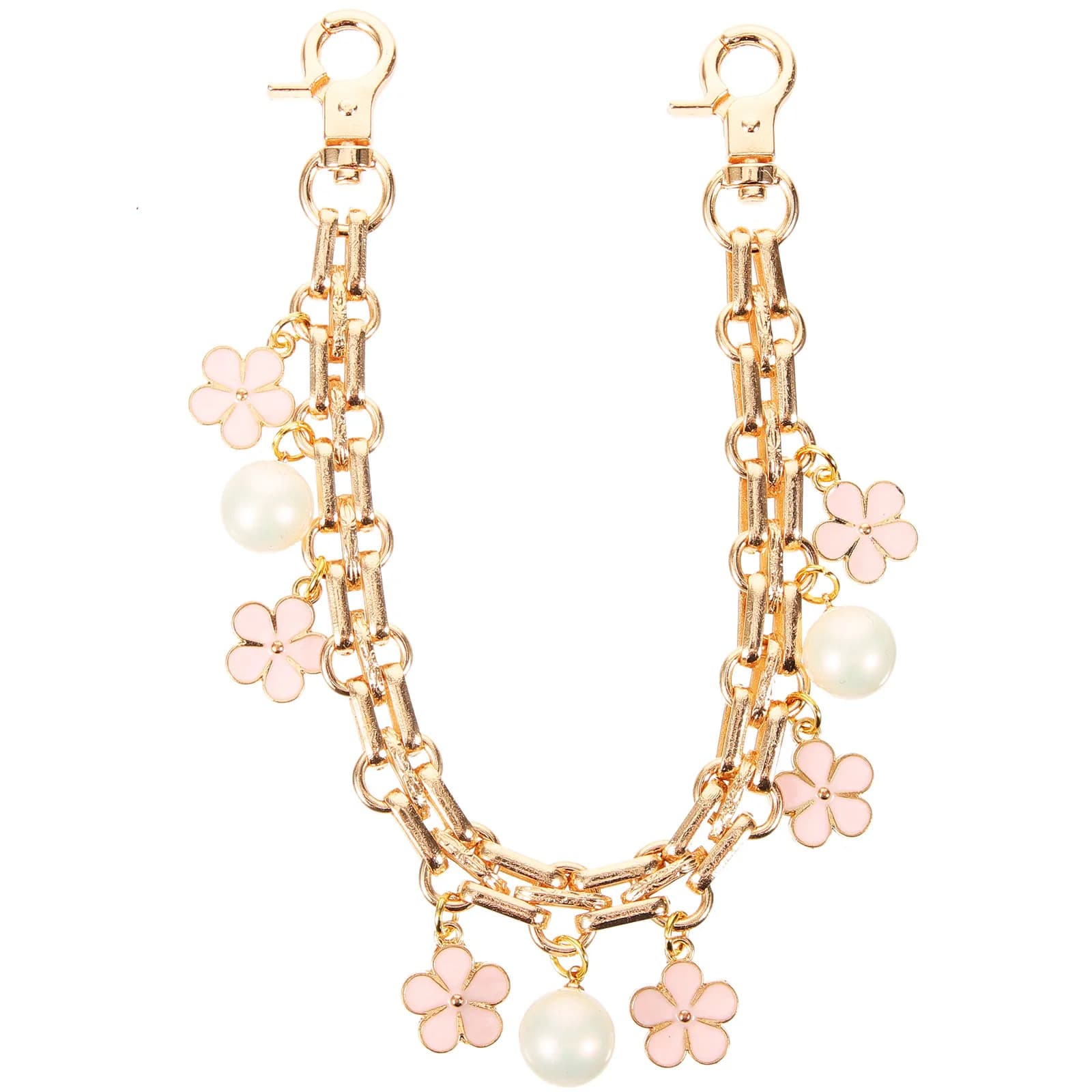 Catena per borsa a tracolla con ciondolo a collana, design a perle, chiusura in metallo, accessorio fai da te, estensione tracolla per borse H