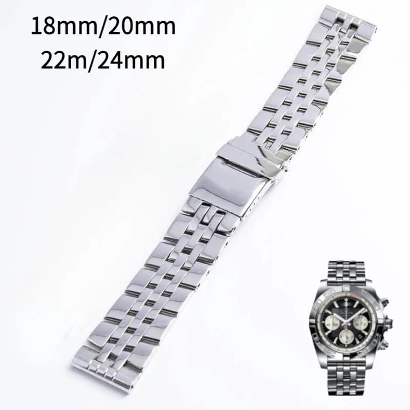 Cinturino in acciaio inossidabile per cinturino da polso Breitling A49350 AB 042011 18 20mm 22mm 24mm cinturino da uomo in metallo massiccio argento oro