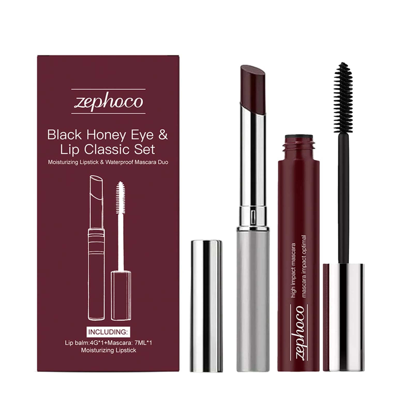 Set per il trucco occhi e labbra Black Honey, rossetto idratante, mascara impermeabile, kit cosmetico per occhi per donne e ragazze, strumento per il trucco quotidiano