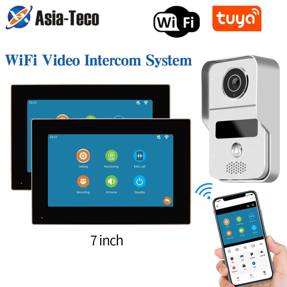 7 inch Wi-Fi 1080P TUYA Smart Home APP Video intercom RFID access control system for villa apartment