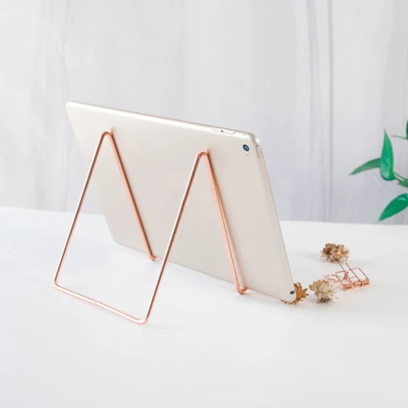 1Pc Creative Geometric Storage Rack Simple Wrought Iron Organizer Tablet Book Newspaper Multifunction Display Stand Holder Gifts