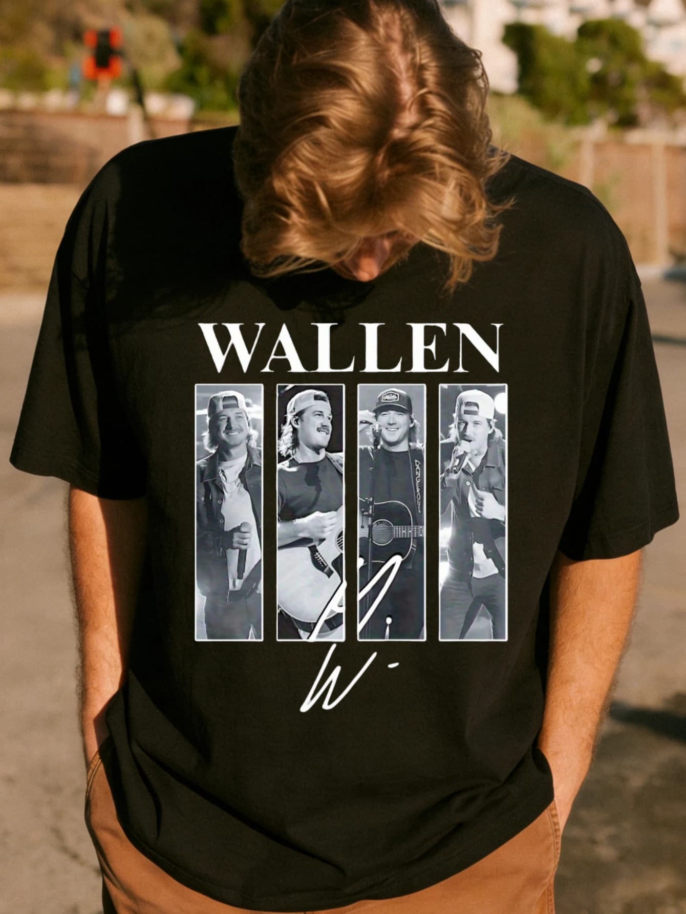 T-Shirt da Uomo Streetwear Oversize in Cotone con Stampa Grafica Wallen - Casual Estivo per Uomo