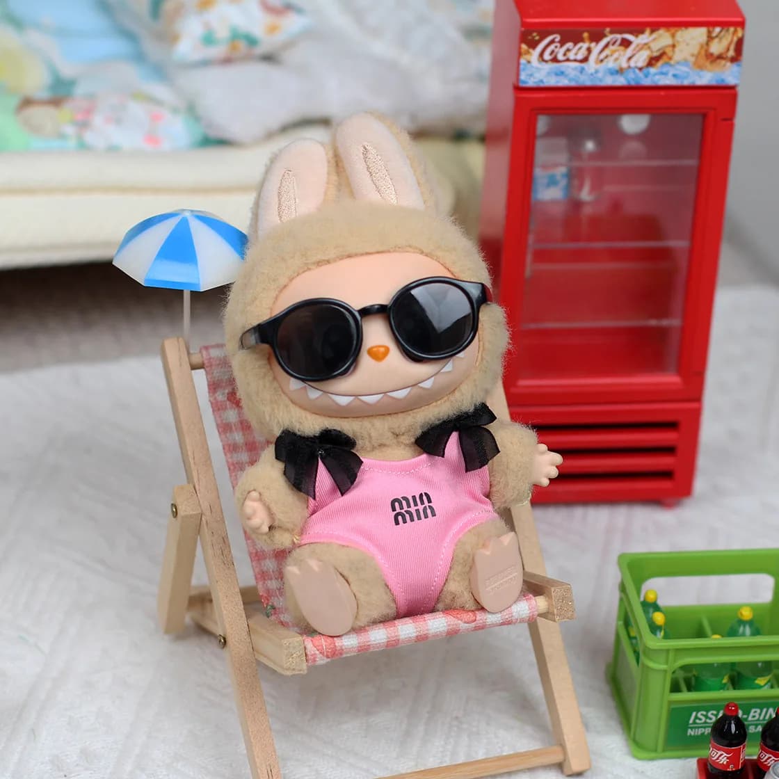 Labubub Sweet Dresses Summer Swimwear Fashionable Glasses Cute Swimwear Seaside Holiday Style Mini Doll Clothes Accessories