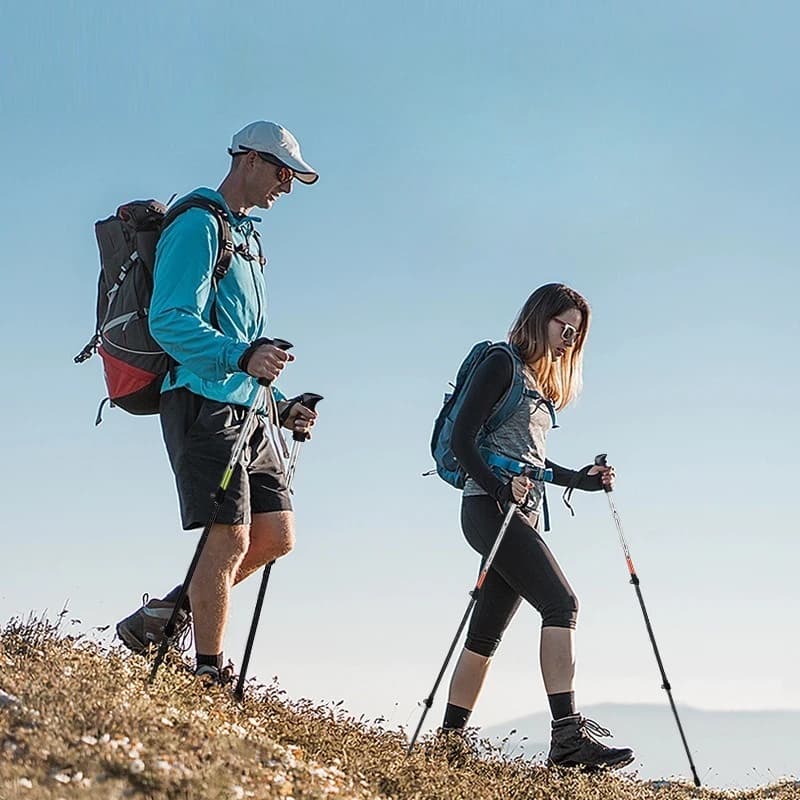 Bastone da Trekking in Fibra di Carbonio, Attrezzatura Professionale per Arrampicata, Bastoncino da Escursionismo Ultraleggero Antiscivolo Telescopico