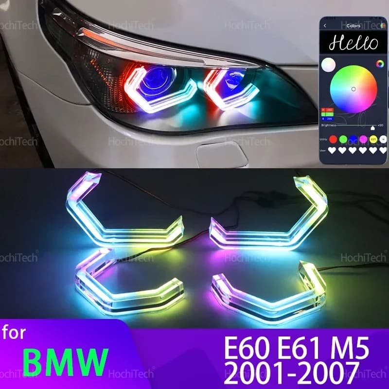 M4 Stile Iconico Multi Color RGB LED Angel Eyes Kit Anello per BMW Serie 5 E60 E61 520i 525i 530i 540i 545i 550i M5 2001-2007