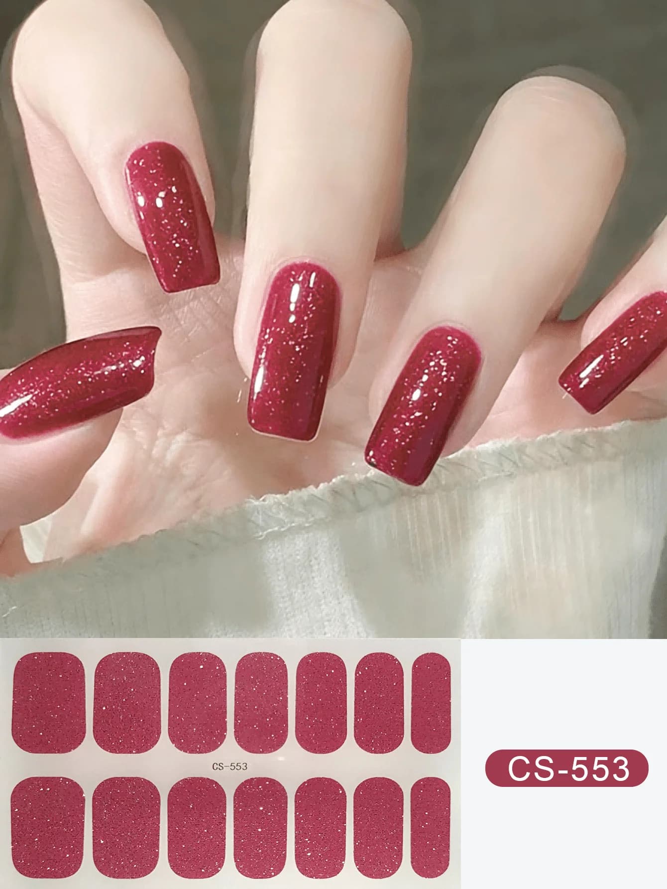Coral Pink Nail Stickers, Waterproof Nail Art Decals, Solid Color, Green Onion Pink, Gradient Ombre Full Nail Wraps