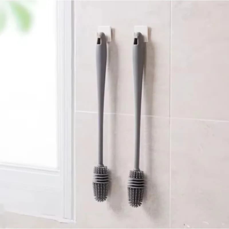 Spazzola per la pulizia dei bicchieri in silicone con manico lungo - Utensile da cucina per biberon, bicchieri e bottiglie per bevande