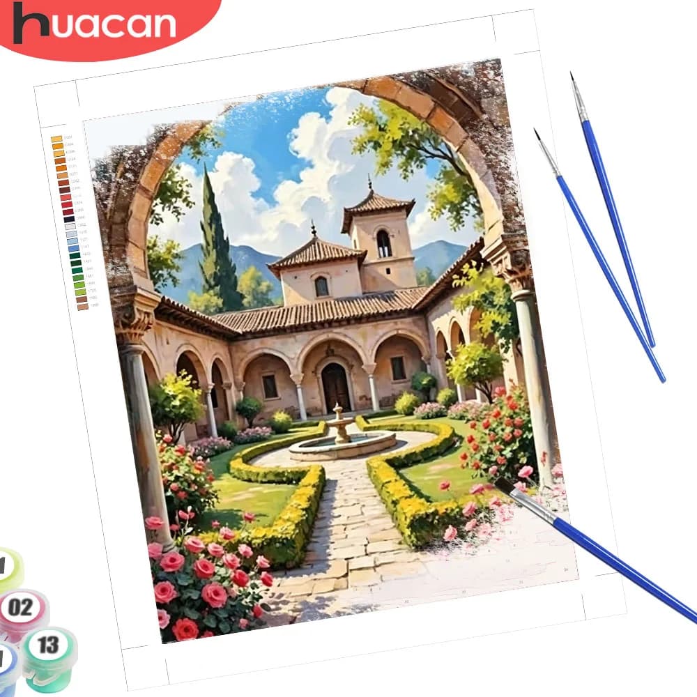HUACAN Diy Oil Painting By Numbers House Landscape Colorful Draw Paint On Canvas Street City Art Kits Diy Kit Hobbies
